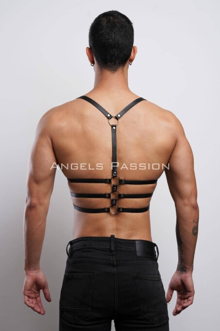 3 Sıralı Erkek Göğüs Harness, Şık T-Shirt Üzeri Aksesuar - APFTM107 - 5