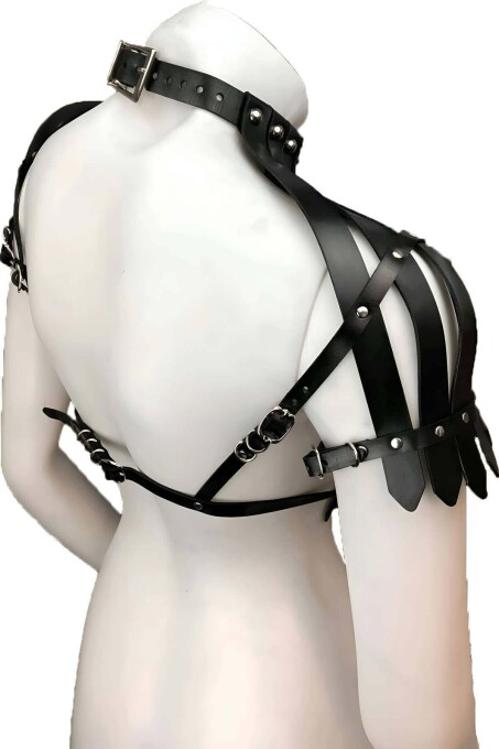 Arkası Açık Deri Crop Büstiyer Harness - APFT1257 - 3