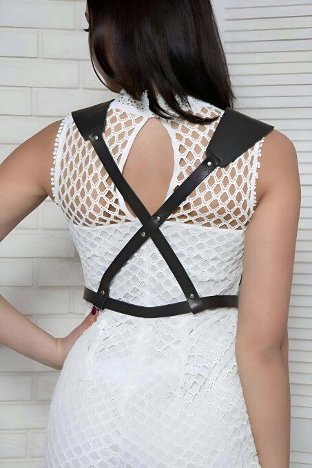 Arkası Çapraz Göğüs Detaylı Ayarlanabilir Vücut Kemer Harness - APFT1269 - 3