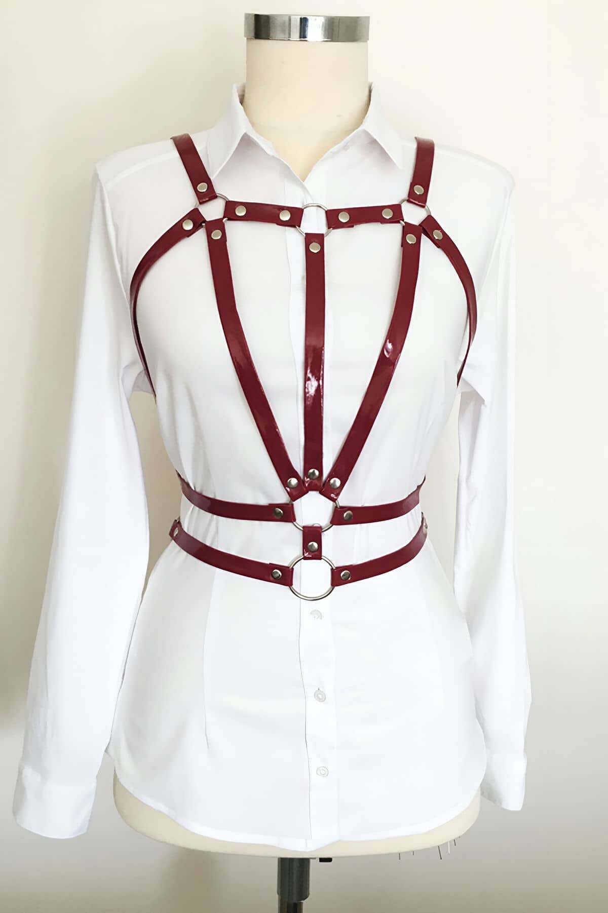 Beli Çift Sıralı Üçgen Deri Harness - 114