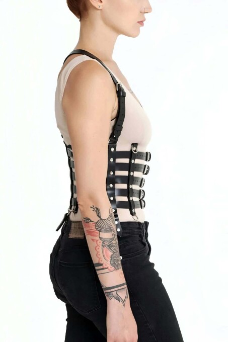 Beşli Bağlamalı Deri Göğüs Harness - APFT630 - 5