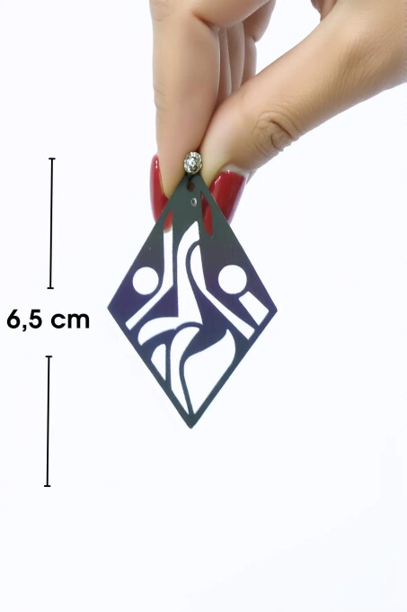 Beyaz Reflektörlü Geometrik Küpe, Tarz Lazer Kesim Küpe - APBJ009 - 3