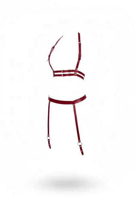 Bordo Harness Takım Deri Şeritli Ayarlanabilir Jartiyerli - APFT232 - 1