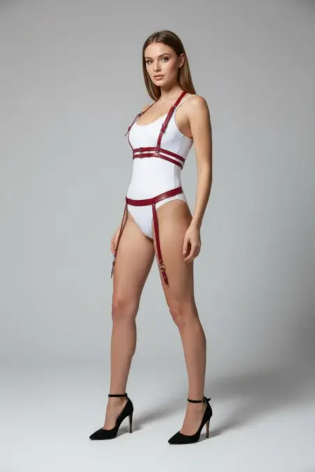 Bordo Harness Takım Deri Vücut Aksesuarı - APFT232 - 1
