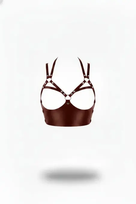 Bordo Kadın Kemer Metal Halka Detaylı Geniş Korse - APFT872 - 1