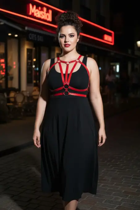 Büyük Beden Bordo Kadın Kemer Deri Vücut Harness Aksesuarı - APFT114 - 2