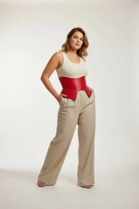 Büyük Beden Bordo Kadın Kemer Korse Model Bel Şekillendirici Deri - APFT611 - Angels Passion (1)