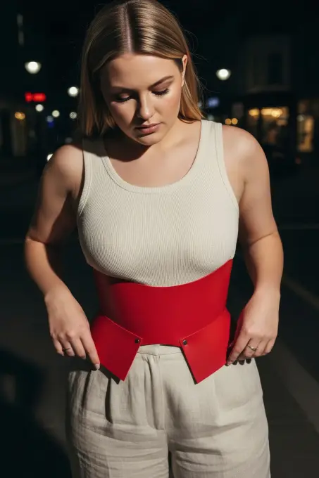 Büyük Beden Bordo Kadın Kemer Korse Model Bel Şekillendirici Deri - APFT611 - 5