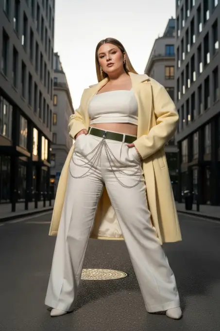 Büyük Beden Haki Kadın Deri Kemer Zincir Detaylı Kombin Tamamlayıcı - APFT904 - 4