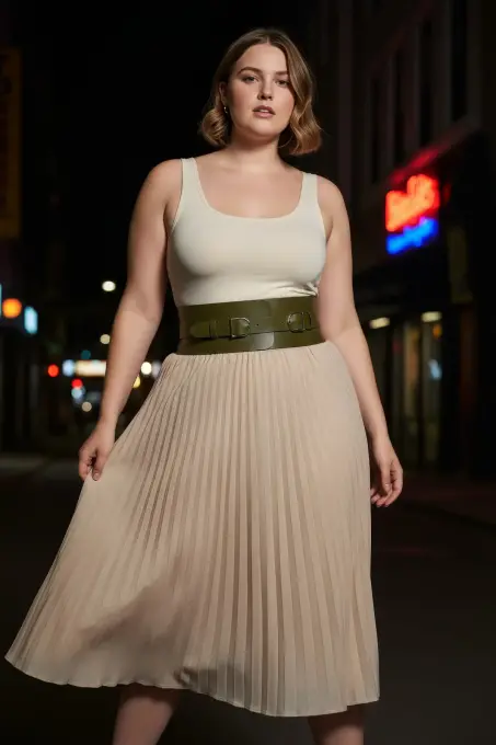 Büyük Beden Haki Kadın Kemer Geniş Bel Korsajı Çift Toka Detaylı - APFT875 - 3