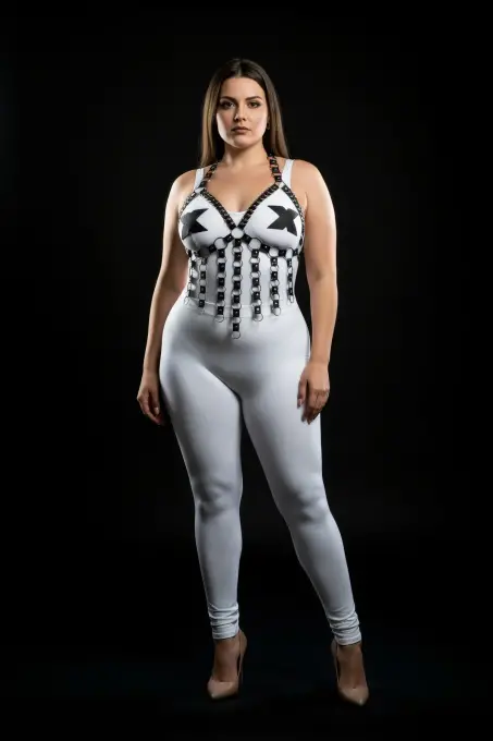 Büyük Beden Kadın Göğüs Harness Lastik, Şık ve Halka Detaylı - APFT567 - 3