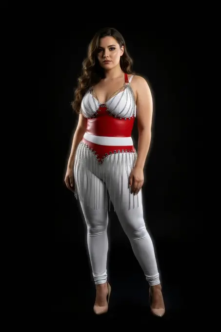 Büyük Beden Kırmızı Etek Zincir Püsküllü Deri Aksesuar - APFT994 - 3