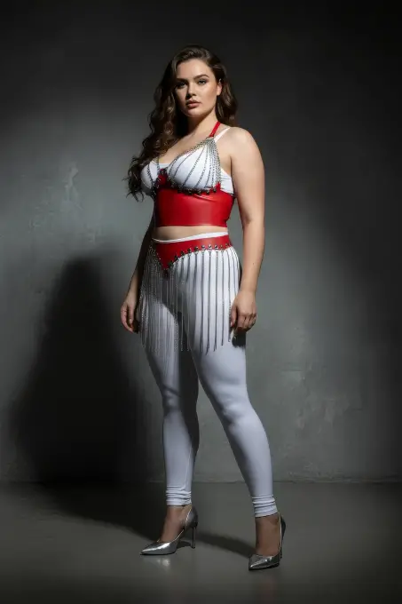 Büyük Beden Kırmızı Etek Zincir Püsküllü Deri Aksesuar - APFT994 - 4