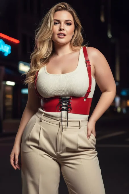 Büyük Beden Kırmızı Kadın Deri Askılı Korse Kemer Bağcıklı Model - APFT1429 - 2