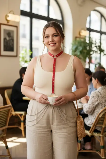 Büyük Beden Kırmızı Kadın Deri Kemer Halka Detaylı Vücut Aksesuarı - APFT840 - 1