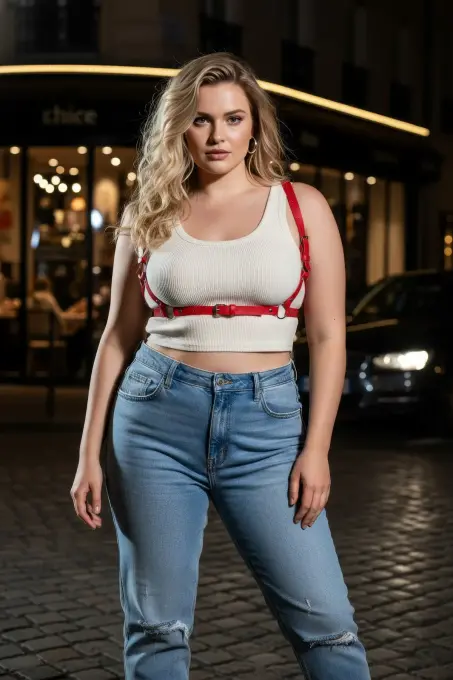 Büyük Beden Kırmızı Kadın Deri Vücut Kemeri Ayarlanabilir Strappy Tasarım - APFT938 - 3