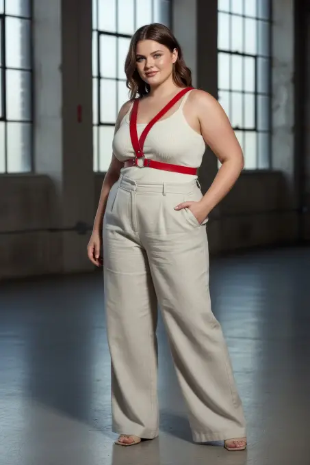 Büyük Beden Kırmızı Kadın Deri Vücut Kemeri Estetik Kombin Tamamlayıcı - APFT633 - 4