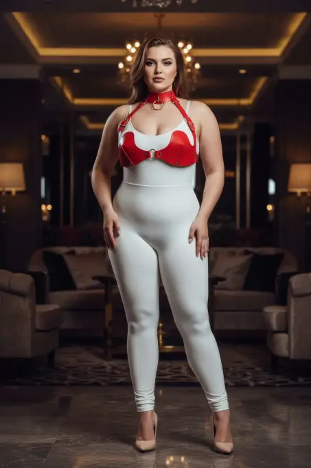 Büyük Beden Kırmızı Kadın Harness Takım Deri Sütyen Halka Detaylı Fantezi Aksesuar - APFT1226 - 2