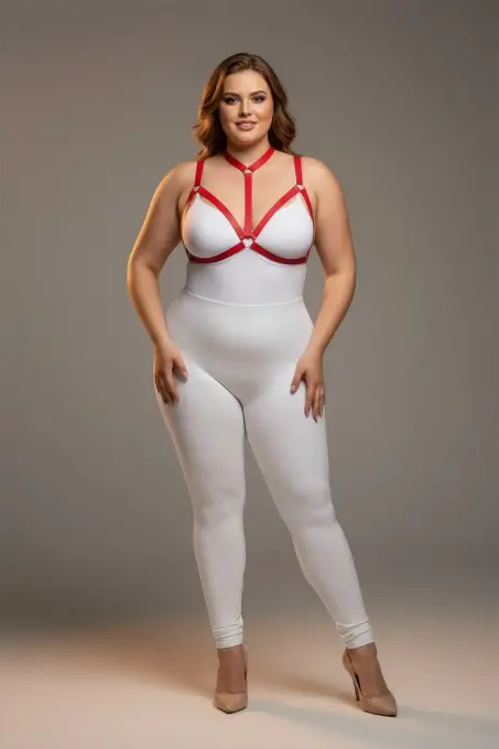 Büyük Beden Kırmızı Kadın Harness Takım Halka Detaylı Lastik Fantezi Aksesuar - APFT93 - Angels Passion (1)