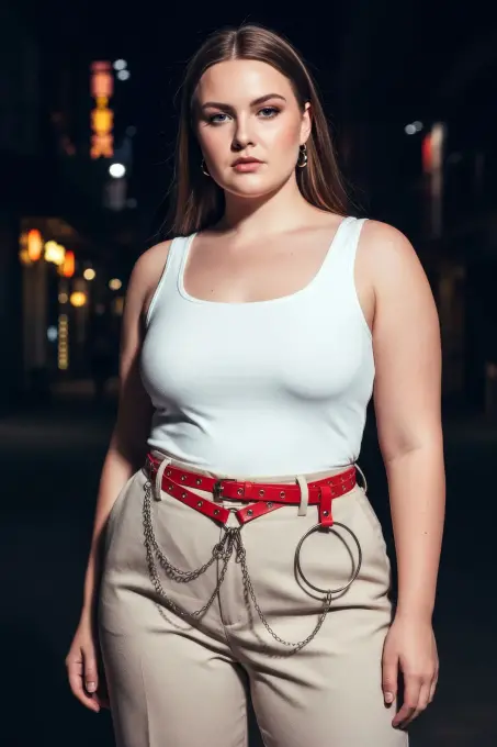 Büyük Beden Kırmızı Kadın Kemer Çoklu Kayışlı Zincir ve Halka Detaylı - APFT621 - 8