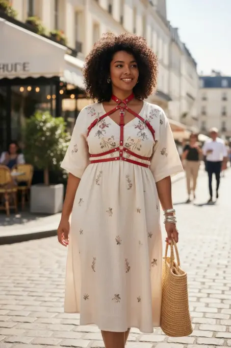 Büyük Beden Kırmızı Kadın Kemer Deri Harness Vücut Aksesuarı - APFT119 - 1