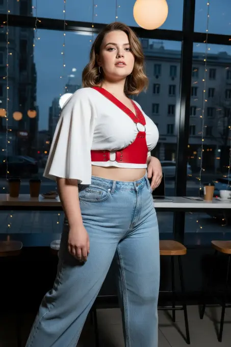 Büyük Beden Kırmızı Kadın Kemer Deri Korse Stil Zımbalı Askılı - APFT936 - 3