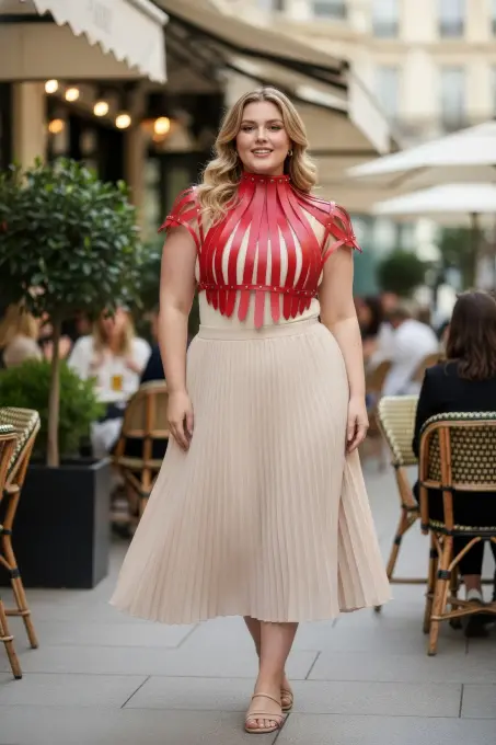 Büyük Beden Kırmızı Kadın Kemer İddialı Deri Askılı Vücut Aksesuarı - APFT1257 - 1