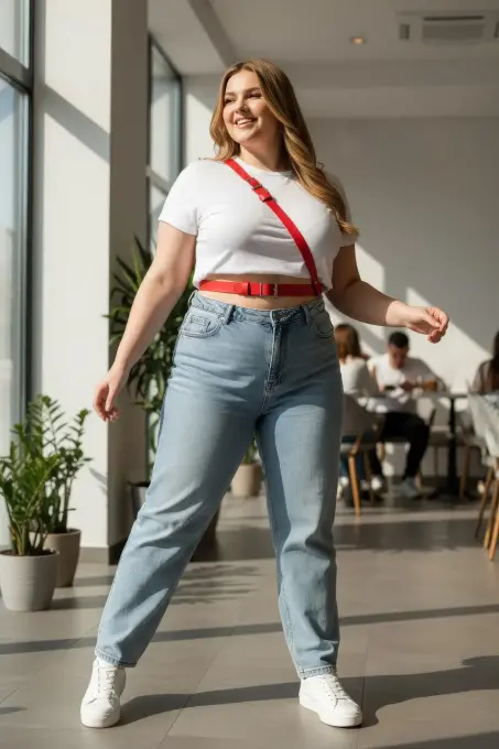 Büyük Beden Kırmızı Kadın Kemer Klasik Tokalı Şık Kombin Tamamlayıcı. - APFT917 - 2