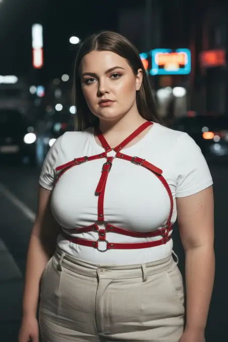 Büyük Beden Kırmızı Kadın Kemer Korse Detaylı Deri Vücut Aksesuarı - APFT728 - 3