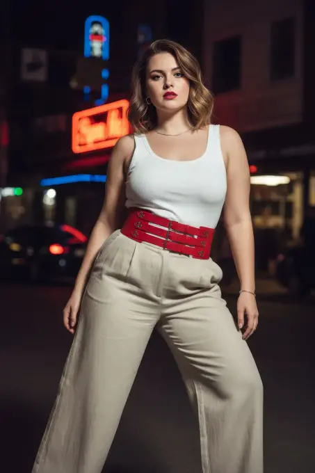 Büyük Beden Kırmızı Kadın Kemer Korse Model Geniş Bel Çok Tokalı Deri - APFT827 - 4