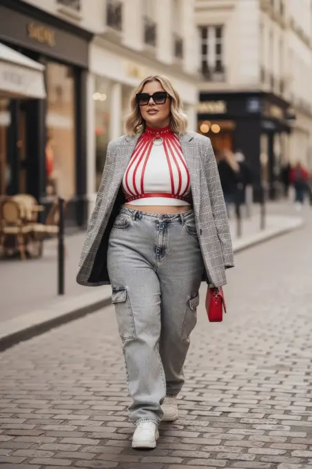 Büyük Beden Kırmızı Kadın Kemer Korse Tarzı Metal Detaylı - APFT551 - 1