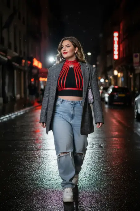 Büyük Beden Kırmızı Kadın Kemer Korse Tarzı Metal Detaylı - APFT551 - 4