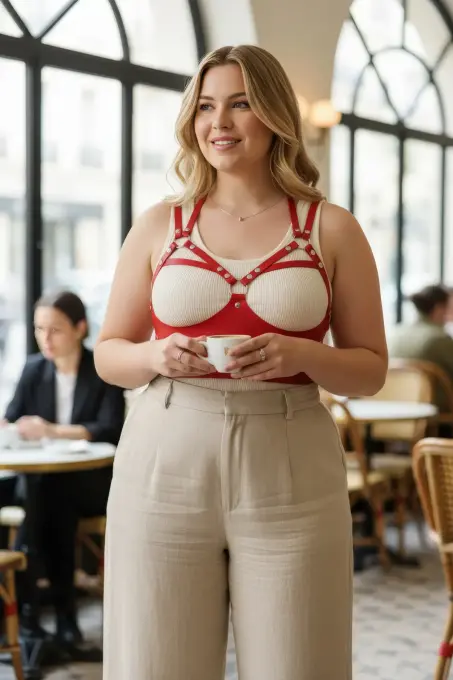 Büyük Beden Kırmızı Kadın Kemer Şık Deri Vücut Aksesuarı - APFT872 - 1