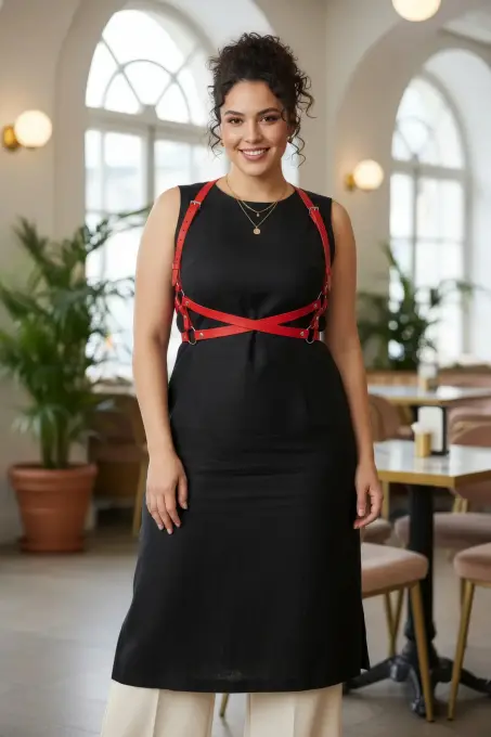 Büyük Beden Kırmızı Kadın Kemer Vücudu Saran O Halka Detaylı Deri Aksesuar. - APFT204 - 1