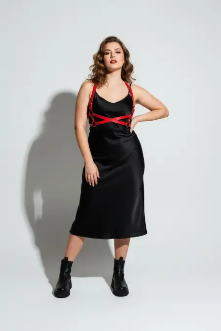 Büyük Beden Kırmızı Kadın Kemer Vücudu Saran O Halka Detaylı Deri Aksesuar. - APFT204 - 4