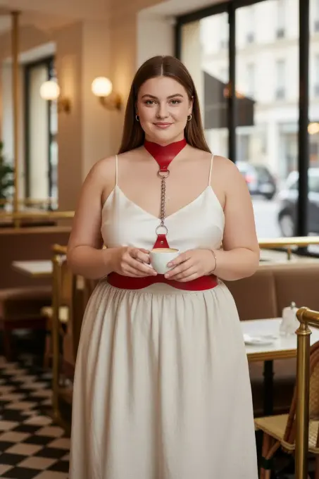 Büyük Beden Kırmızı Kadın Kemer Zincir Detaylı Deri Vücut Aksesuarı - APFT1265 - 1