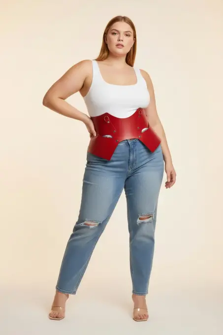 Büyük Beden Kırmızı Kadın Korse Kemer Bel Şekillendirici Geniş Tasarım - APFT619 - Angels Passion (1)
