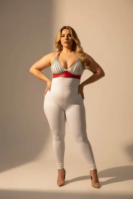 Büyük Beden Kırmızı Kadın Zincir Detaylı Deri Harness Takım - APFT964 - 1