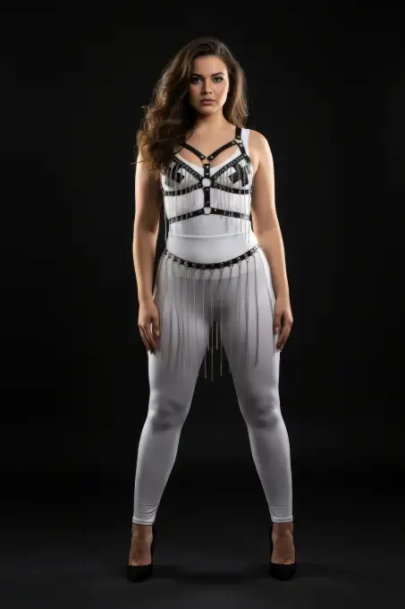 Büyük Beden Siyah Deri Etek Zincir Detaylı Kombin Aksesuarı - APFT496 - 3