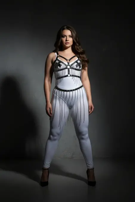 Büyük Beden Siyah Deri Etek Zincir Detaylı Kombin Aksesuarı - APFT496 - 4