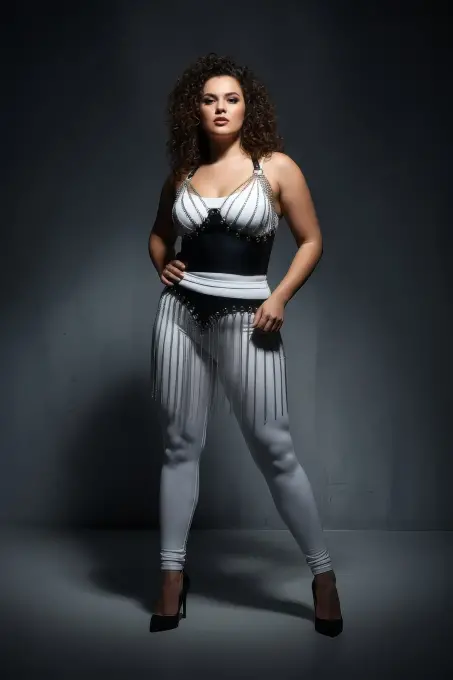 Büyük Beden Siyah Etek Deri Görünümlü Zincir Saçak Detaylı - APFT994 - 4