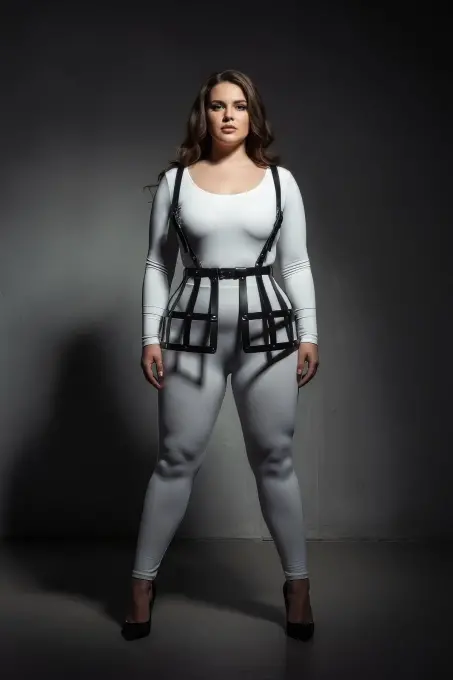 Büyük Beden Siyah Etek Deri Harness Kafes Detaylı - APFT983 - 3