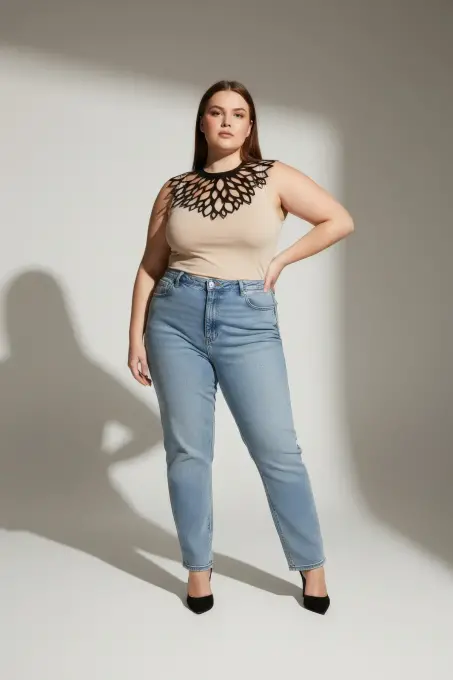 Büyük Beden Siyah Kadın Choker Lazer Kesim Estetik Kombin Tamamlayıcı - APFT1407 - 3