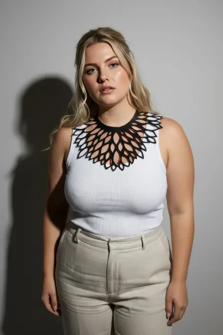 Büyük Beden Siyah Kadın Choker Lazer Kesim Estetik Kombin Tamamlayıcı - APFT1407 - 4