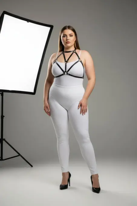 Büyük Beden Siyah Kadın Deri Göğüs Harness Fantazi Aksesuarı - APFT244 - Angels Passion (1)