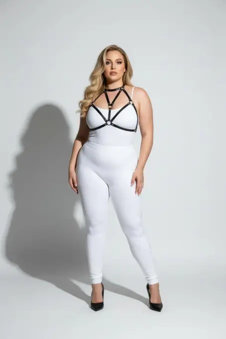 Büyük Beden Siyah Kadın Deri Göğüs Harness Fantazi Aksesuarı - APFT244 - 3