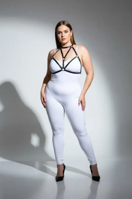 Büyük Beden Siyah Kadın Deri Göğüs Harness Fantazi Aksesuarı - APFT244 - 4