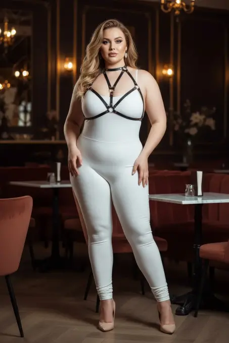 Büyük Beden Siyah Kadın Deri Göğüs Harness Fantazi Aksesuarı - APFT244 - 5