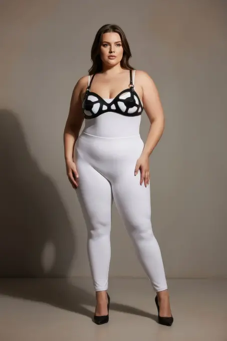 Büyük Beden Siyah Kadın Deri Harness Takım Fantezi Giyim Vücut Aksesuarı - APFT1155 - 2