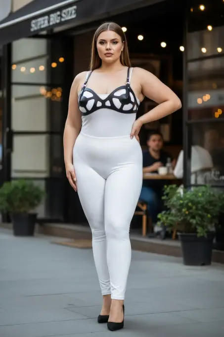 Büyük Beden Siyah Kadın Deri Harness Takım Fantezi Giyim Vücut Aksesuarı - APFT1155 - 5